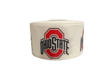 1.5 or 3 Inch Wide Ohio State White and Red On White Printed Grosgrain Hair Bow Ribbon (sold in 3 yard increments)