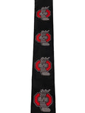 2.5 Inch Wired Black and Red Collage on Black Football Team Ribbon (sold in 10 yard roll)