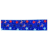 2.5 Inch Wired 4th of July Ribbon, Red White Blue, Printed Ribbon (sold in 10 yard roll)
