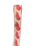 2.5 Inch Wired Red Wings on White Collage Sports Team Ribbon (sold in 10 yard roll)