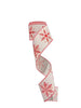 2.5 Inch Wired Christmas Snow Flakes on White Grosgrain Canvas (sold in 10 yard roll)