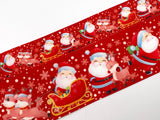 3 inch Wide Holiday Happy Santa and Reindeer Printed Grosgrain Hair Bow Ribbon (sold in 3 yard increments)
