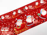 1.5 inch Wide Holiday Happy Santa and Reindeer Printed Grosgrain Hair Bow Ribbon (sold in 3 yard increments)
