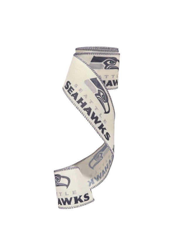 2.5 Inch Wired Seahawks Football Sports Team Ribbon (sold in 10 yard roll)