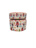 1.5 or 3 Inch Wide Holiday Soldier Nutcracker and Trees Printed Grosgrain Hair Bow Ribbon for Crafts (sold in 3 yard increments)