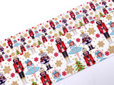 1.5 or 3 Inch Wide Holiday Soldier Nutcracker and Trees Printed Grosgrain Hair Bow Ribbon for Crafts (sold in 3 yard increments)