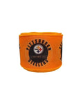 2.5 Inch Wired Steelers On Orange Football Sports Team Ribbon (sold in 10 yard roll)