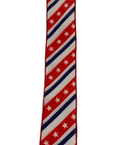 2.5 Inch Wired Red White Blue Stripes (sold in 10 yard roll)
