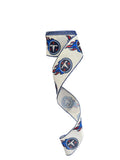 2.5 Inch Wired Titans Football On White Sports Team Ribbon (sold in 10 yard roll)