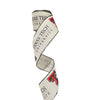 2.5 Inch Wired White Texas Collage on White Football Team Ribbon (sold in 10 yard roll)