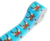 1.5 or 3 Inch Wide Holiday Turquoise Reindeer Unicorns Print Grosgrain Cheer Bow Ribbon (sold in 3 yard increments)
