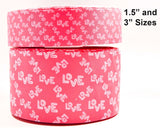 Valentine Pink Grosgrain Ribbon with Love Words, Hair Bow Ribbon (3 Yards)