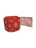 2.5 Inch Wired Christmas Snow Flakes on Buffalo Grosgrain Canvas (sold in 10 yard roll)