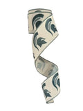 2.5 Inch Wired Green Helmets on White Collage College Team Ribbon (sold in 10 yard roll) (Copy)