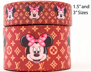 1.5" or 3" Fashion Style Mouse on Cheer Hair Bow Ribbon