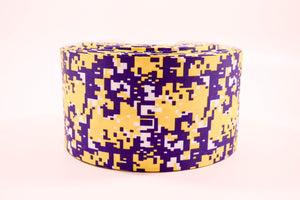 3" Wide Purple and Yellow Digital Camo Printed Grosgrain Cheer Bow Ribbon