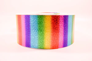 3" Wide Solid Rainbow Hologram Foil Grosgrain Cheer Bow Ribbon