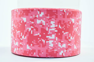 3" Wide Pink Breast Cancer Digital Camo Printed Grosgrain Cheer Bow Ribbon