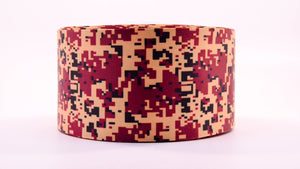 3" Wide Maroon and Dark Yellow with Black Digital Camo Printed Grosgrain Cheer Bow Ribbon