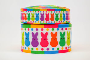 1.5"  or 3" Wide Easter Rainbow Peeps Printed Grosgrain Cheer Bow Ribbon