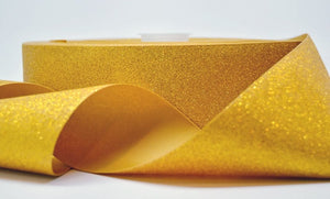 3" Wide Bright Gold Glitter Grosgrain Cheer Bow Ribbon