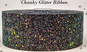 3" Wide Super Chunky Black Diamond Hologram Hair Bow Ribbon