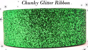 3" Wide Super Chunky Emerald Green Diamond Glitter Hair Bow Ribbon