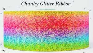 3" Wide Super Chunky Neon Diamond Rainbow Hair Bow Ribbon