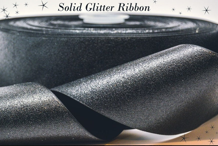 3 Inch Wide Soft Sparkle Black Cheer and Hair Bow Ribbon (sold in 3 ya ...