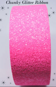 3" Wide Super Chunky Sparkle Neon Pink Cheer and Hair Bow Ribbon