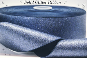 3" Wide Soft Glitter Sparkle Navy Blue Cheer and Hair Bow Ribbon