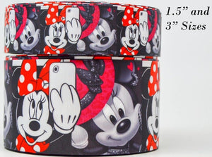 3"   Wide Minnie Selfie Print Grosgrain Cheer Bow Ribbon