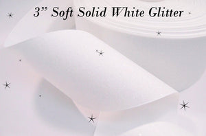 3" Wide Soft Sparkle White Cheer and Hair Bow Ribbon