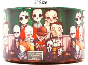 3" Wide Scary Babies Go To School Printed Grosgrain Cheer Bow Hair Bow Ribbon