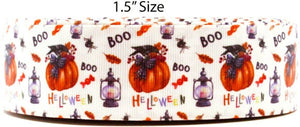 1.5" Wide Helloween and Boo Printed Grosgrain Cheer Bow Ribbon