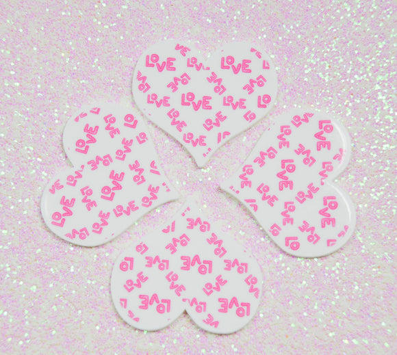 4 Quantity - 37mmx32mm Glossy Flat Back Valentine Love Collage Resins for Hair Bows or CraftsBows or Crafts