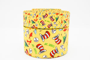 3"  Wide Yellow Dr. Seuss Collage Printed Grosgrain Cheer Bow Ribbon
