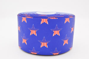 3" Wide Red White and Blue 4th of July Flag Stars Print Grosgrain Cheer Bow Ribbon