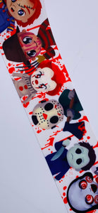 3"  Wide White Halloween Movie Monsters with Jason, Michael, Chucky and Freddie Printed Grosgrain Cheer Bow Hair Bow Ribbon
