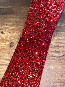 3" Wide Super Chunky Sparkle Red Cheer and Hair Bow Ribbon