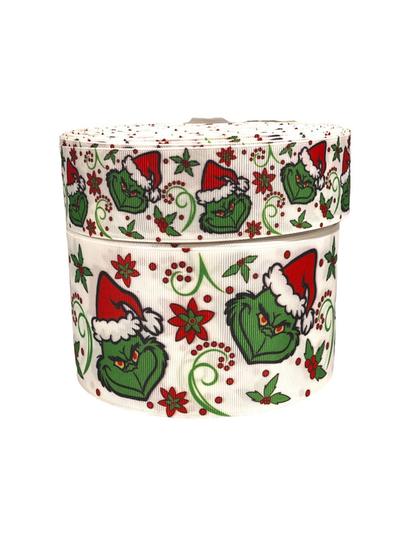 1.5 or 3 Wide Holiday Grinch Swirls and Design Collage Printed