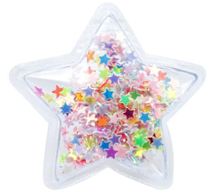 5 Quantity  - 37x37  Soft Glitter Transparent Multi-Color Shaker Stars Flat Back Resins for Hair Bows and Crafts