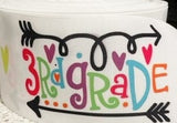 3 Inch Wide 3rd Grade Unicorn Hearts Arrows Printed Grosgrain Ribbon (3 Yard Increments)
