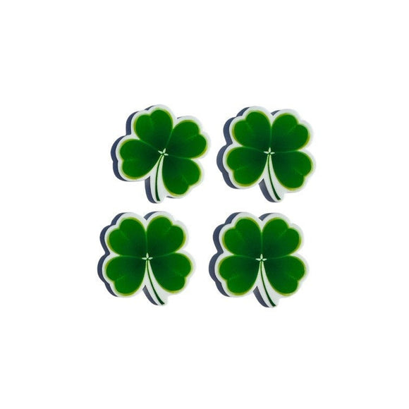 4 Quantity - 38mmx32mm Glossy Flat Back St. Patrick's Day 3 Leaf Clover Shamrocks Resins for Hair Bows or Crafts