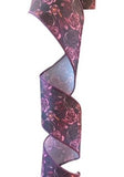 2.5 Inch Wired Halloween Black Rose Ribbon (sold in 10 yard roll)