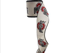 2.5" Wired College Collage on White Football Team Ribbon