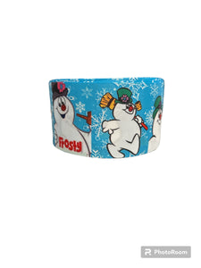 3" Wide Frosty the Snowman on Blue Printed Grosgrain Hair Bow Ribbon for Crafts