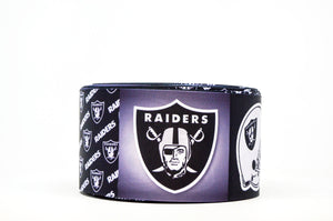 3" Wide Raiders in all Black on Grosgrain Cheer Bow Ribbon